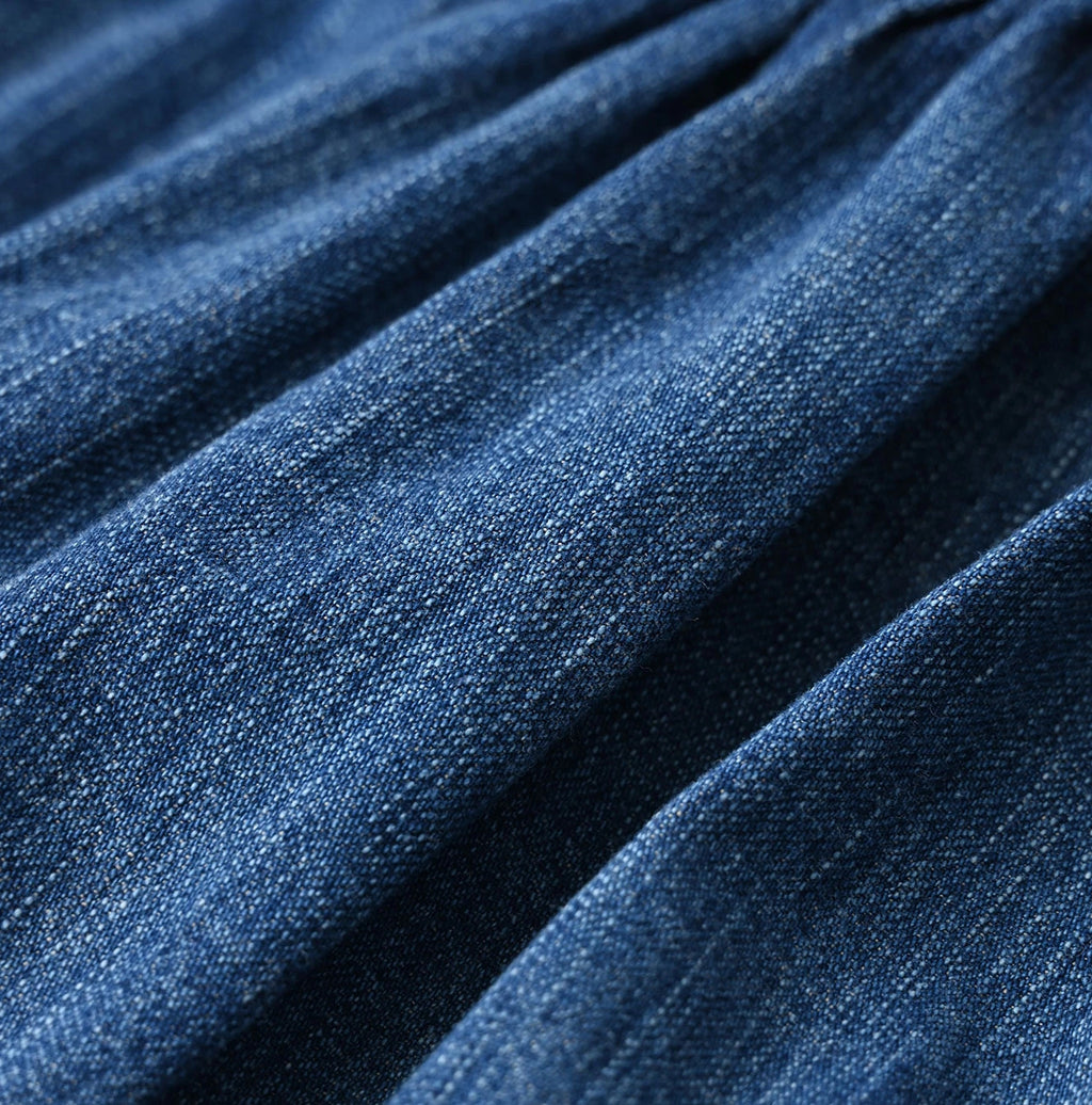Komugi Denim Shawl Collar Blouse Distressed