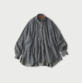 Hickory Komugi Denim Shawl Collar Blouse Distressed