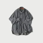 Hickory Komugi Denim Shawl Collar Blouse Distressed