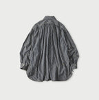 Hickory Komugi Denim Shawl Collar Blouse Distressed