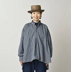 Hickory Komugi Denim Shawl Collar Blouse Distressed