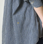 Hickory Komugi Denim Shawl Collar Blouse Distressed