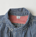 Hickory Komugi Denim Shawl Collar Blouse Distressed