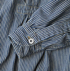 Hickory Komugi Denim Shawl Collar Blouse Distressed