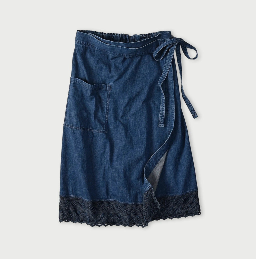 Komugi Denim Lace x Wrap Skirt Distressed