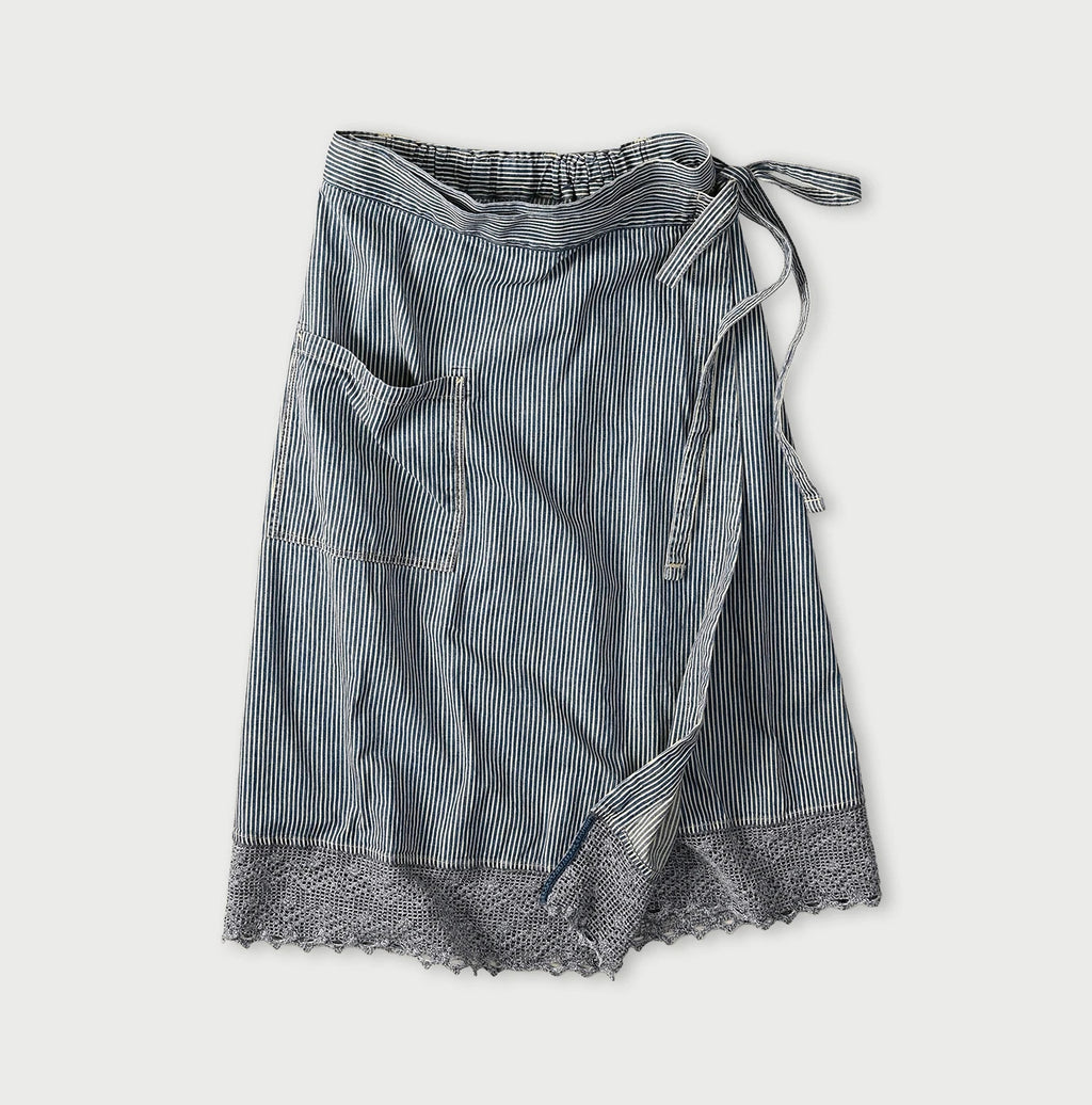 Komugi Denim Lace x Wrap Skirt Distressed