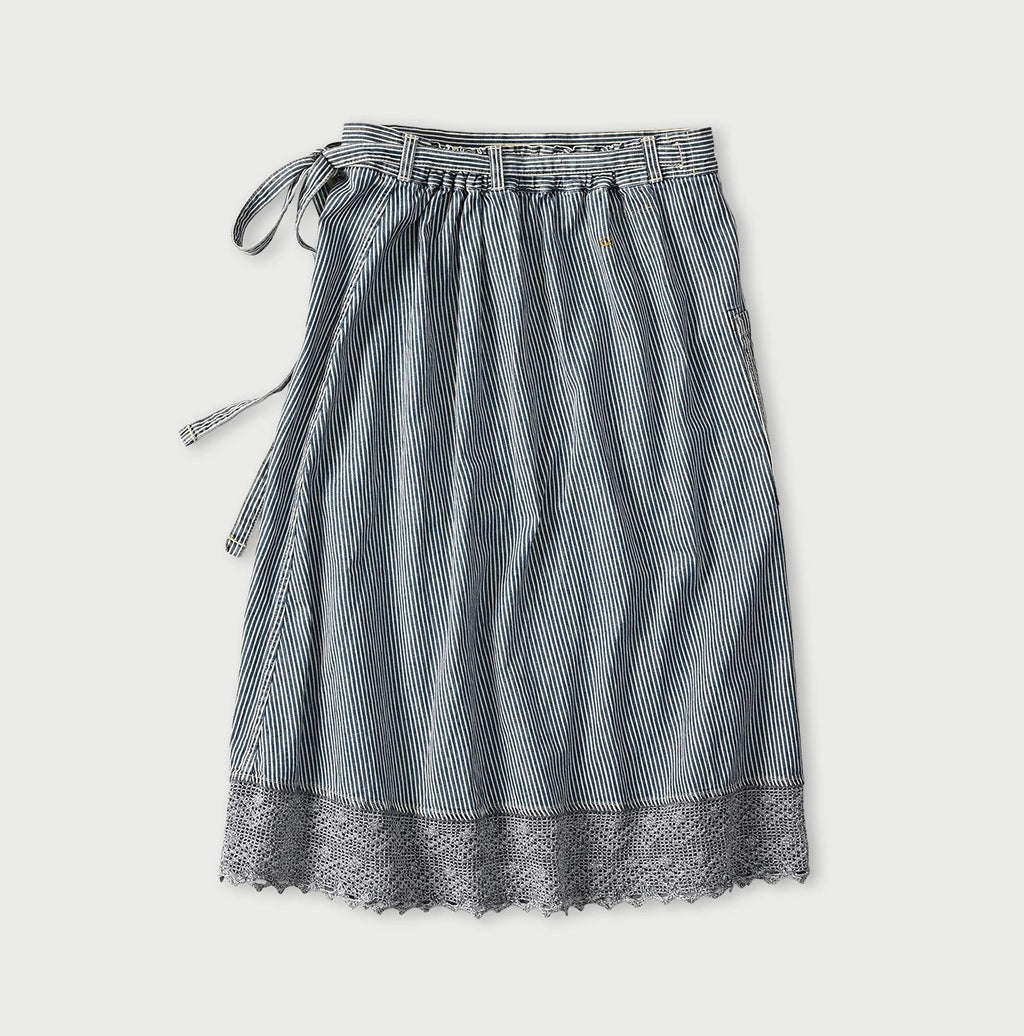 Komugi Denim Lace x Wrap Skirt Distressed