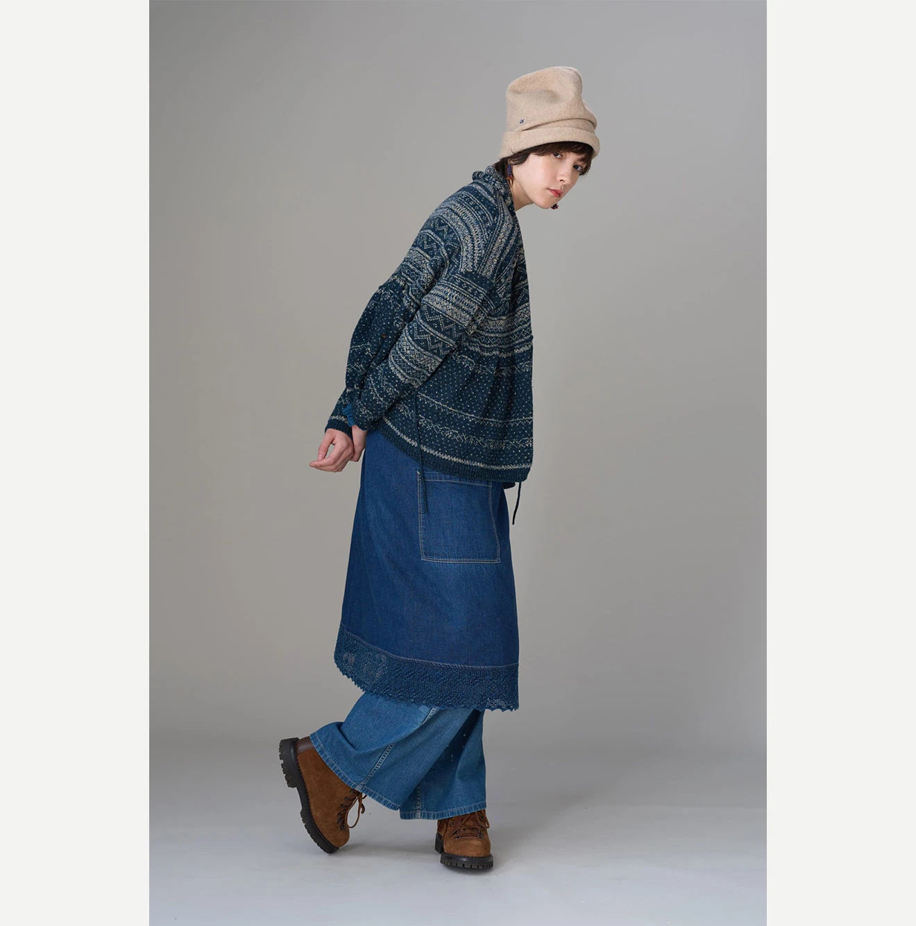 Komugi Denim Lace x Wrap Skirt Distressed