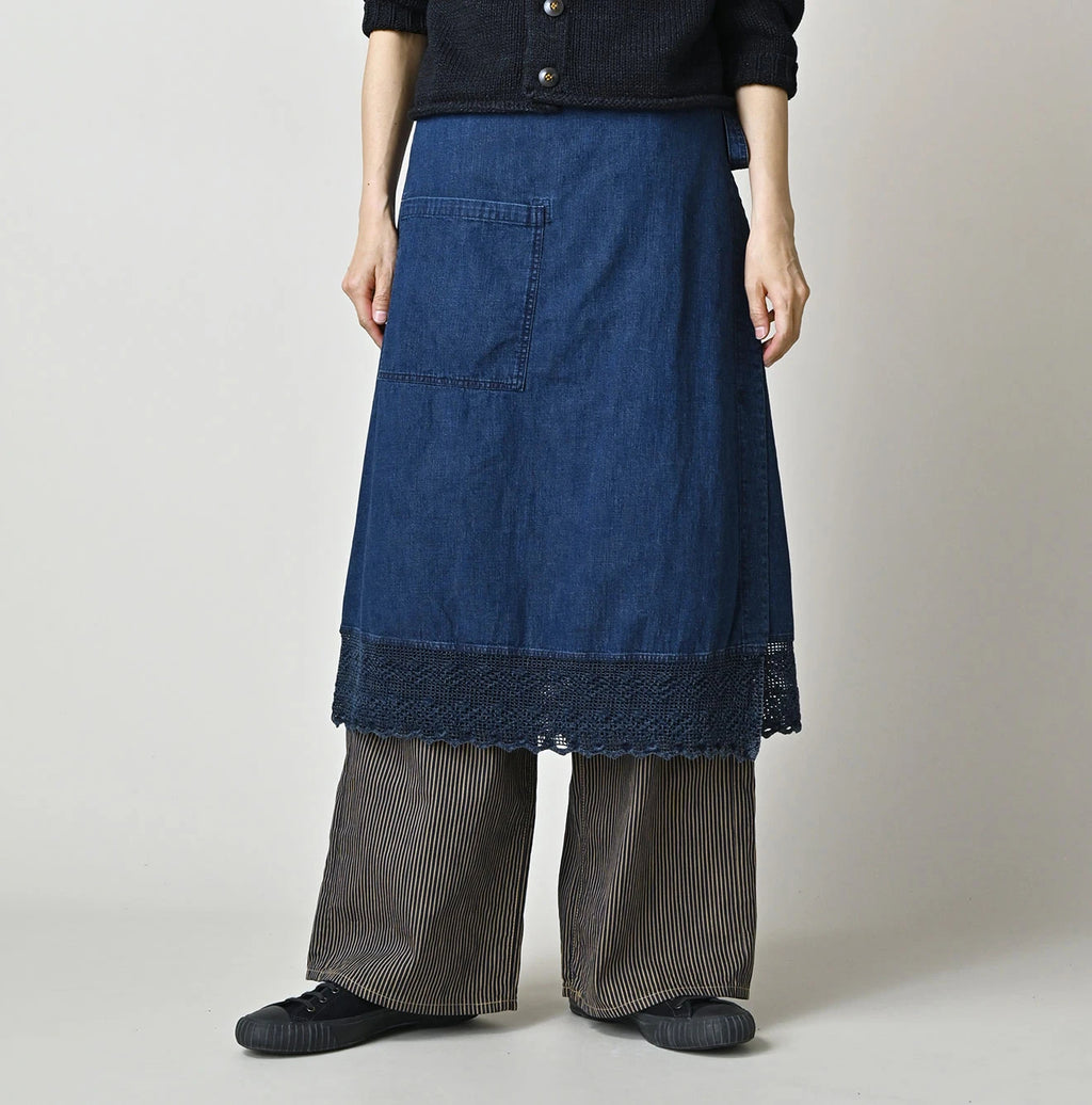 Komugi Denim Lace x Wrap Skirt Distressed