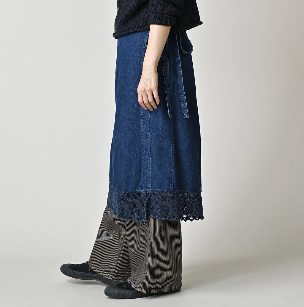 Komugi Denim Lace x Wrap Skirt Distressed