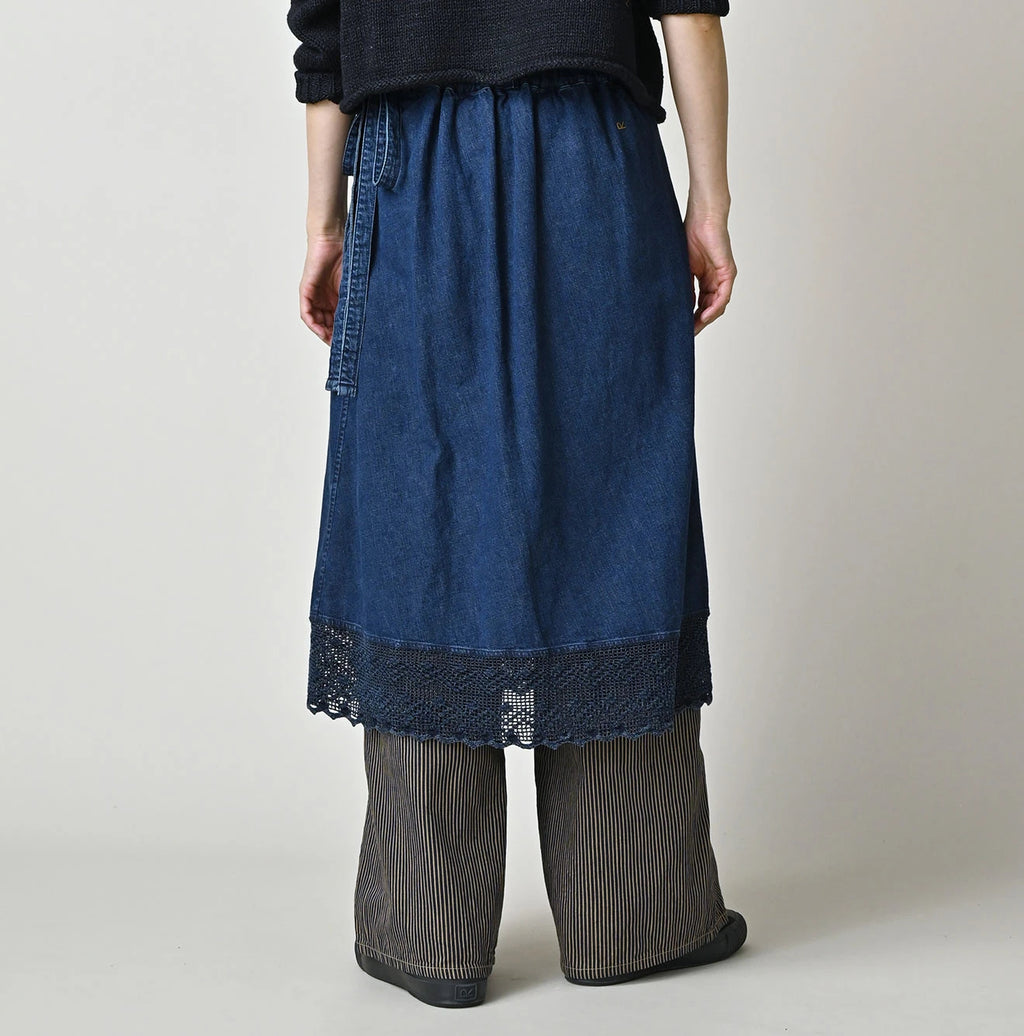 Komugi Denim Lace x Wrap Skirt Distressed