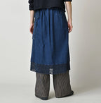 Komugi Denim Lace x Wrap Skirt Distressed