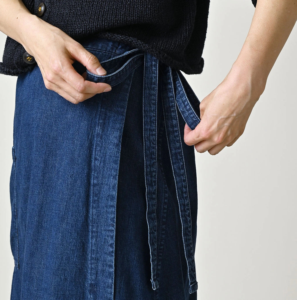 Komugi Denim Lace x Wrap Skirt Distressed
