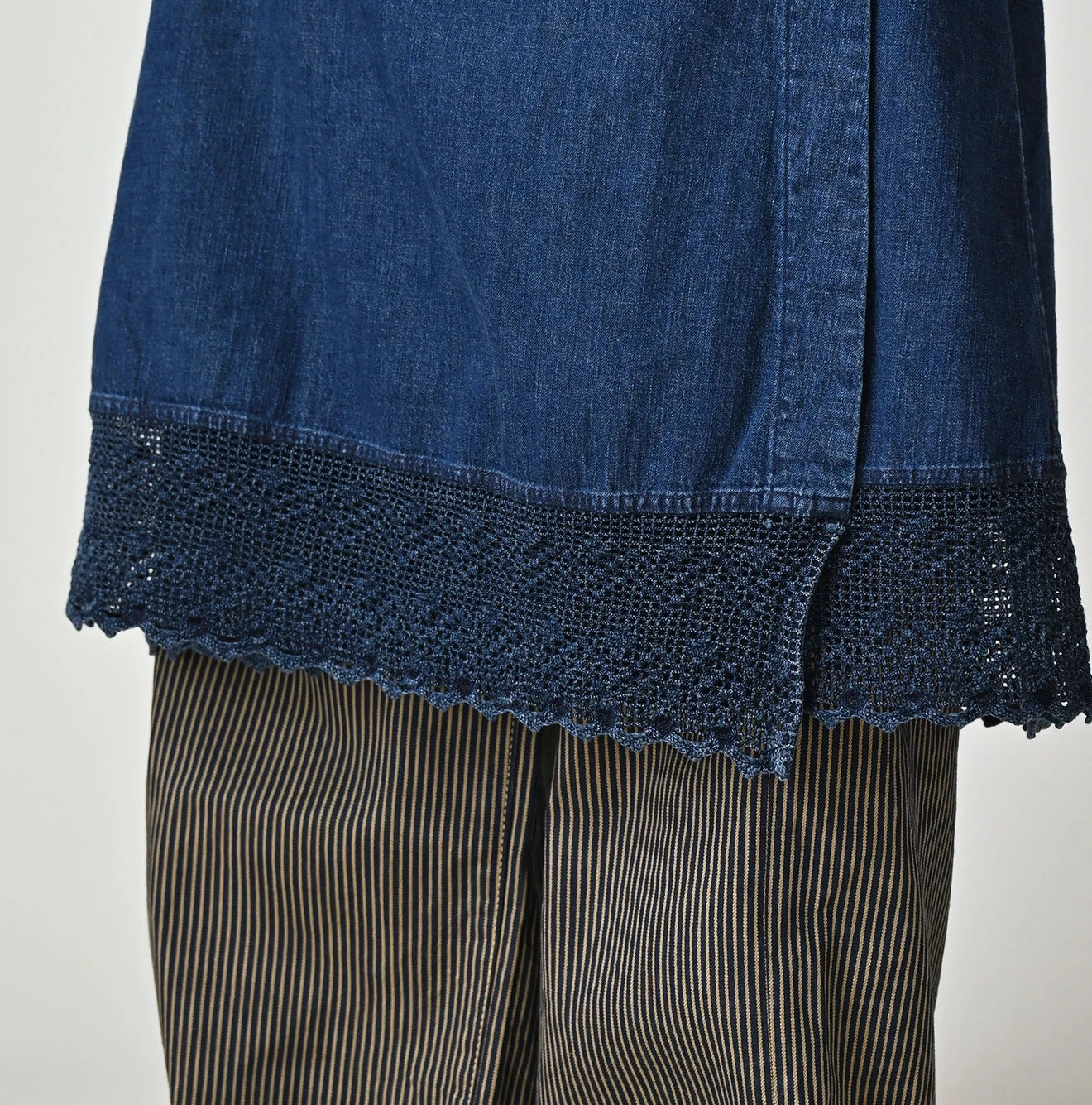 Komugi Denim Lace x Wrap Skirt Distressed