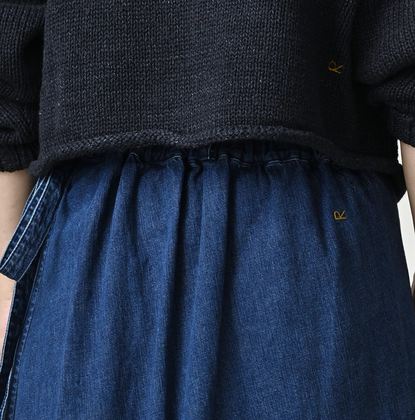 Komugi Denim Lace x Wrap Skirt Distressed