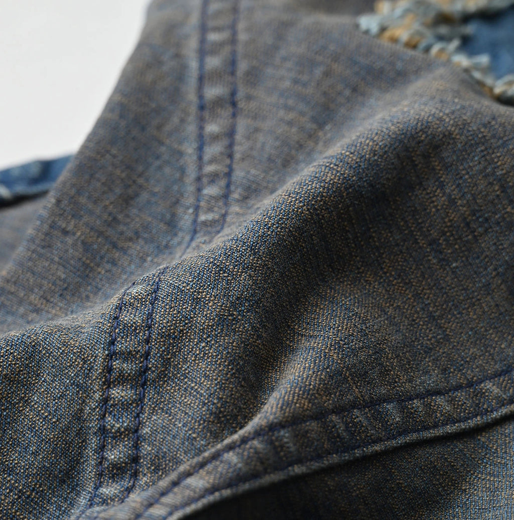 Light Mon Brown Stretch Denim Charlotte Overall Distressed