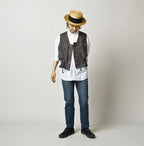 Light Mon-Brown Stretch Denim Sabrina 5 Distressed