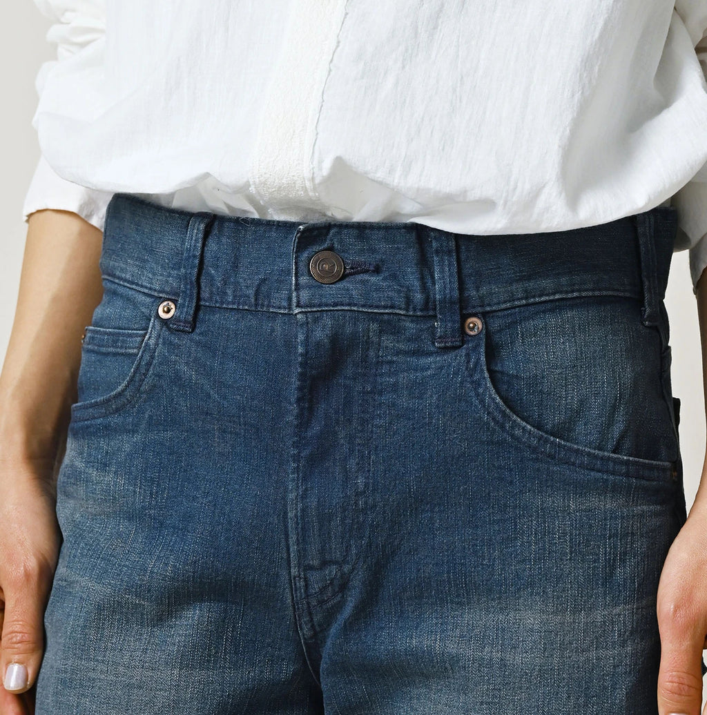 Light Mon-Brown Stretch Denim Sabrina 5 Distressed