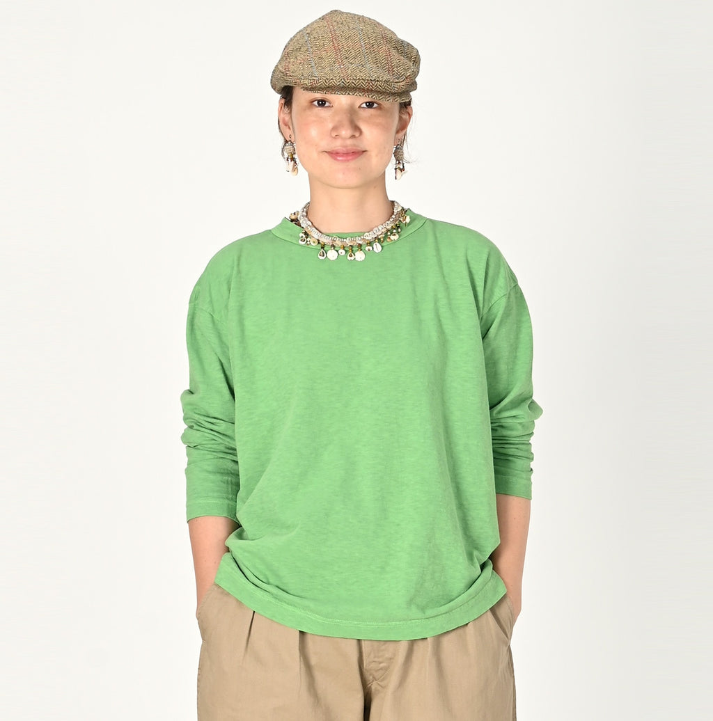 Plant Dyed Tenjiku 908 Ocean T-shirt Female Model