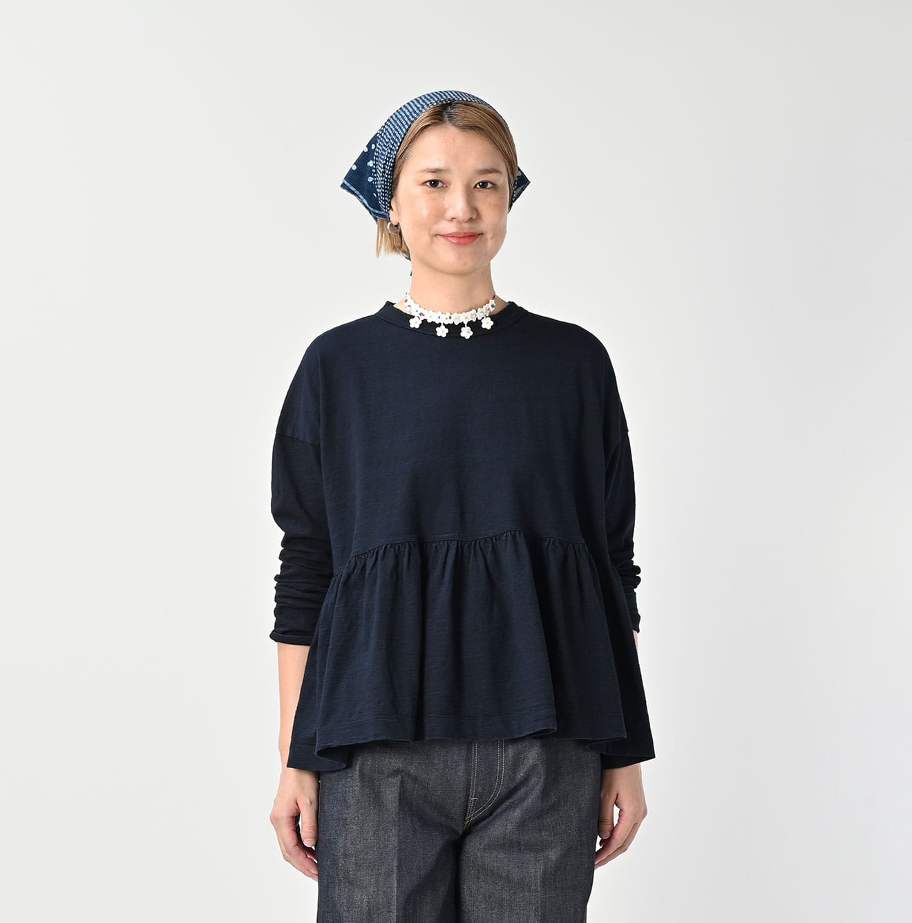 Indigo Tenjiku Frill T-shirt Nou Female Model