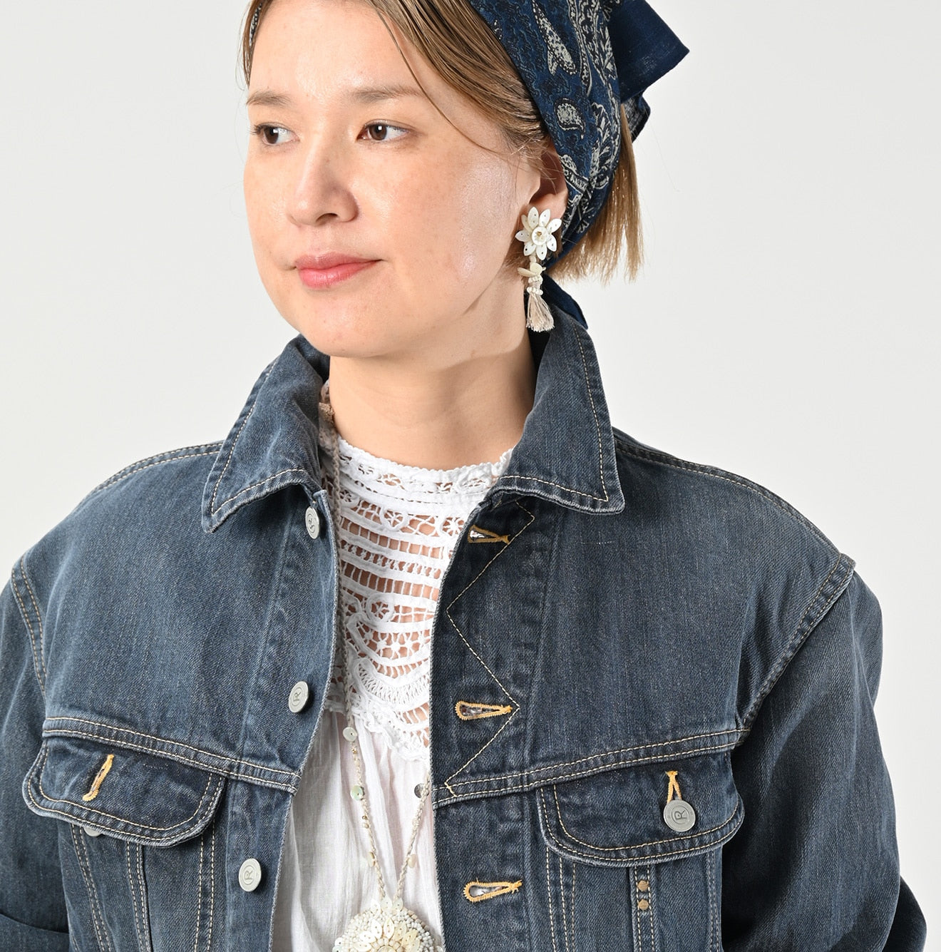 Tweed Denim 908 Hikohime Jacket Zyu Detail