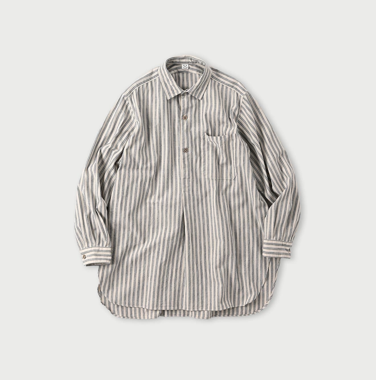 Dungaree Stripe 908 Grandpa Pull Shirt Kinari Stripes