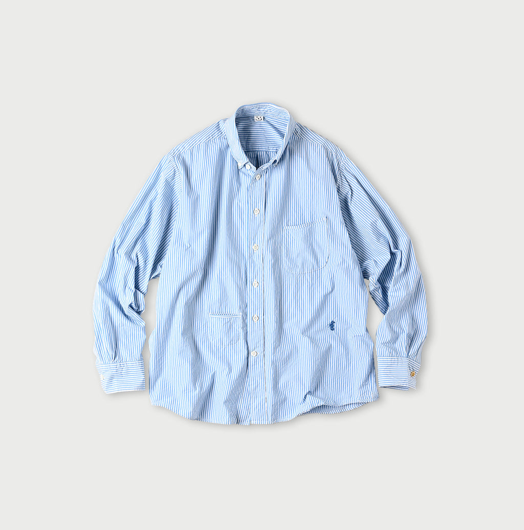 No.180 Miko 908 Ocean Button Down Shirt Saxe Stripes