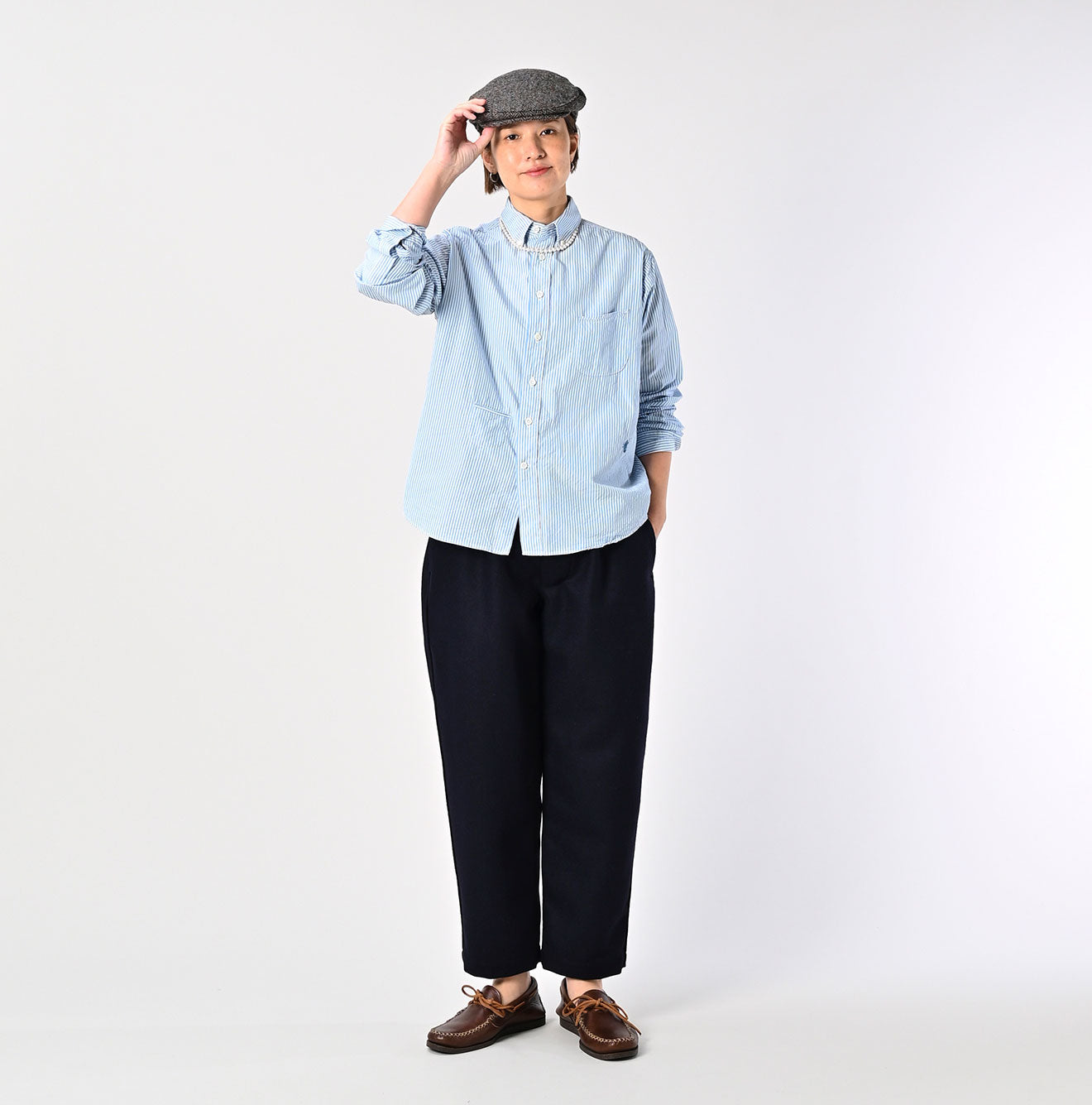 No.180 Miko 908 Ocean Button Down Shirt Female Model
