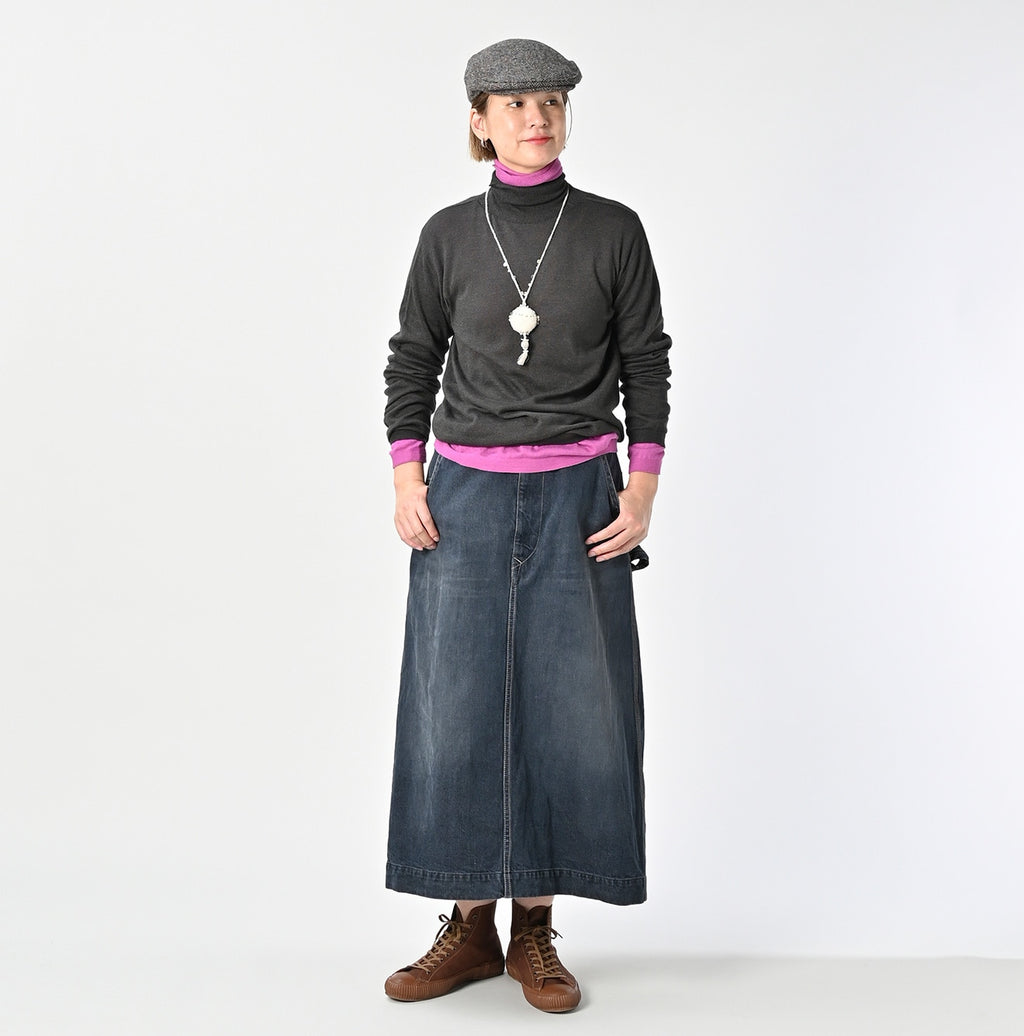 Tweed Denim Painter Skirt Zyu Female Model
