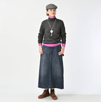 Tweed Denim Painter Skirt Zyu Female Model