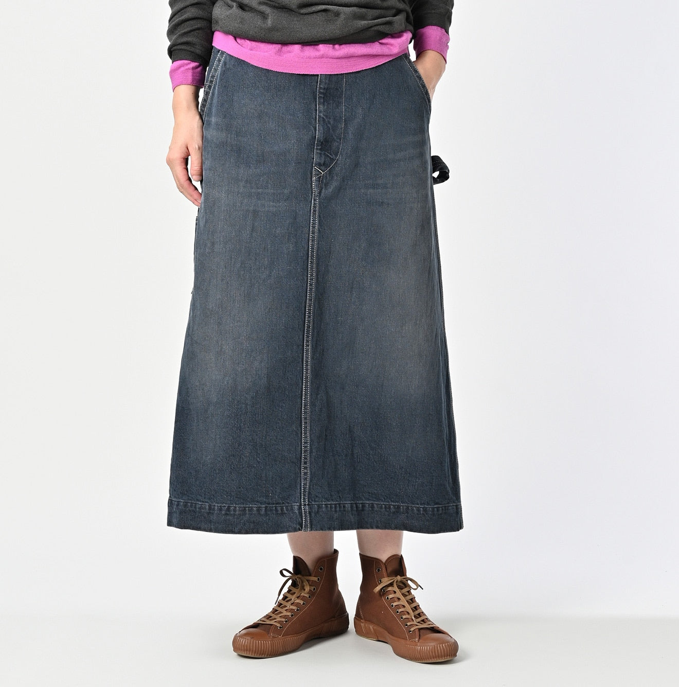 Tweed Denim Painter Skirt Zyu Female Model