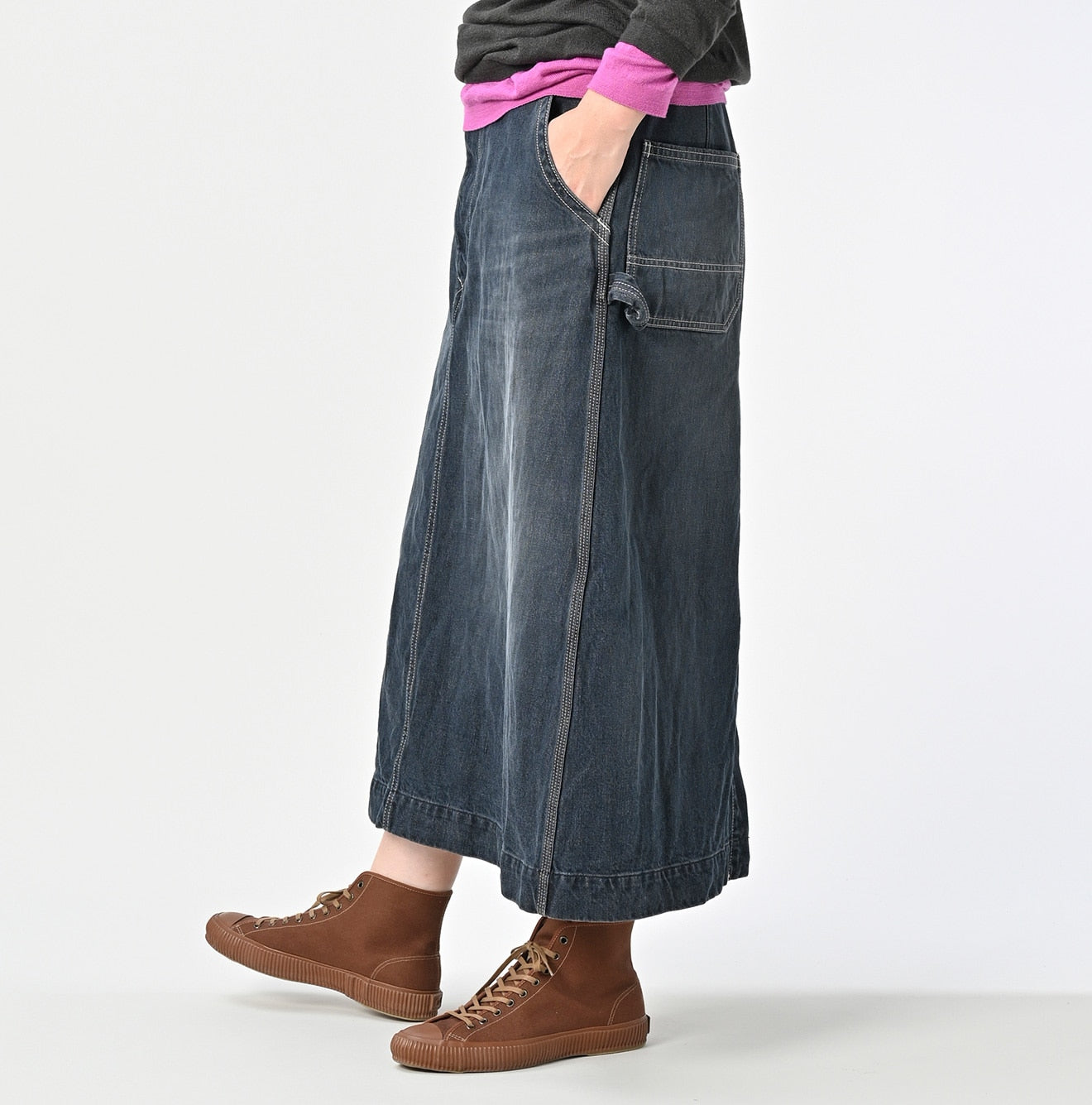 Tweed Denim Painter Skirt Zyu Female Model