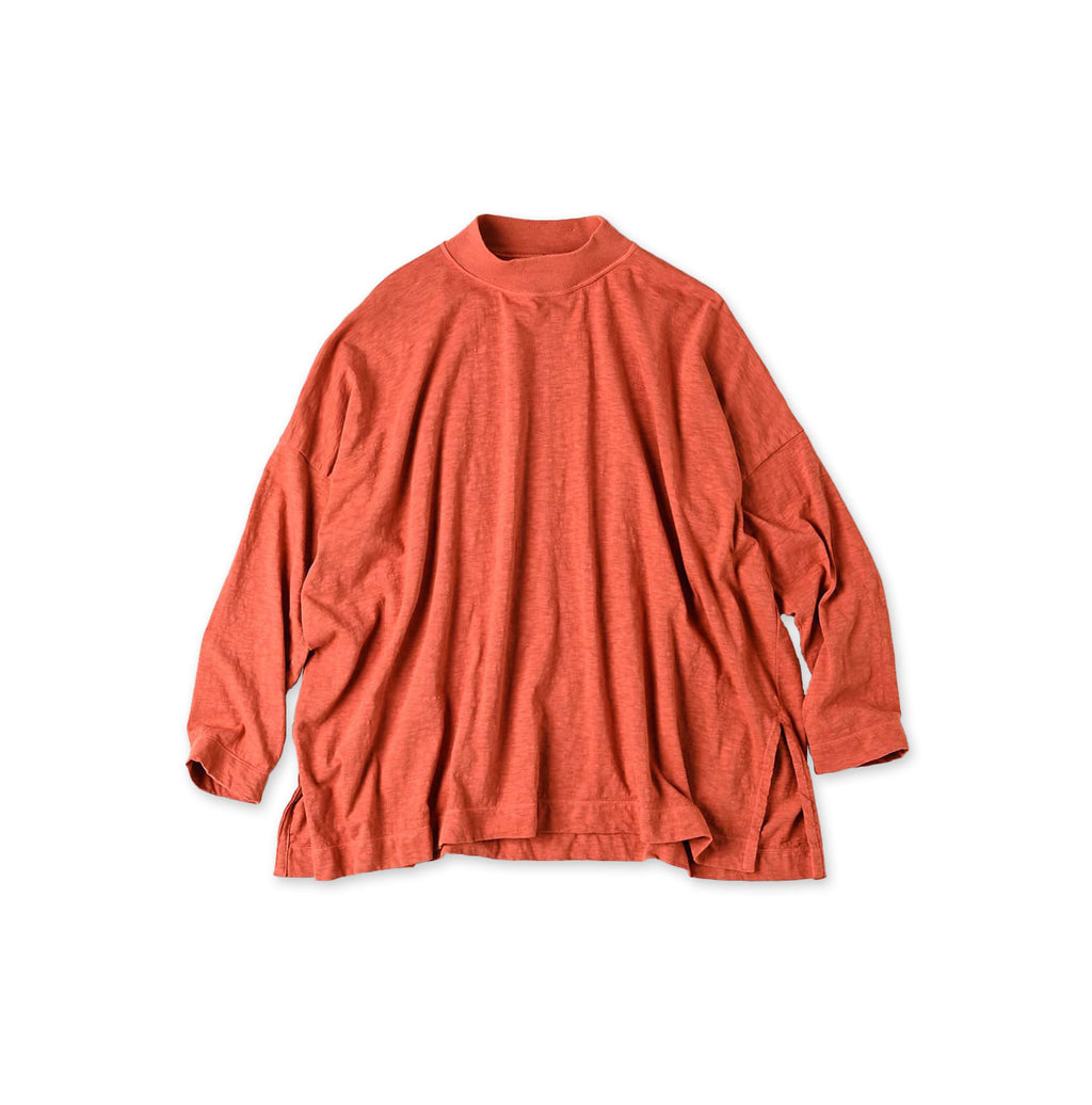 Plant Dyed Yock Neck Big Slit T-shirt Autumn Leaves