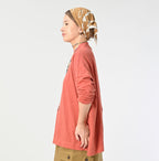 Plant Dyed Yock Neck Big Slit T-shirt Female Model