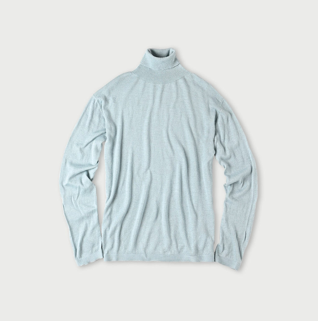 Whole Super Gauze 908 Turtle Neck Saxe Top