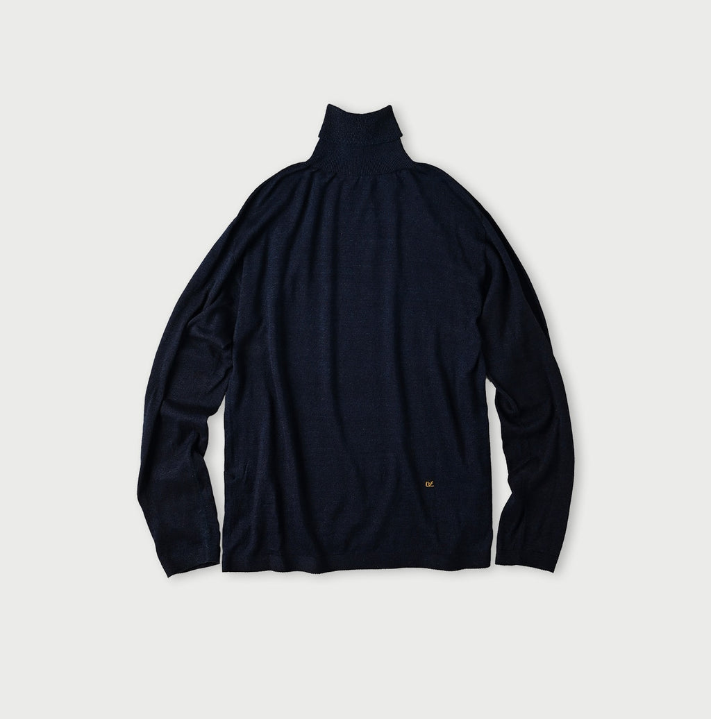 Indigo Whole Super Gauze 908 Turtle Neck Back