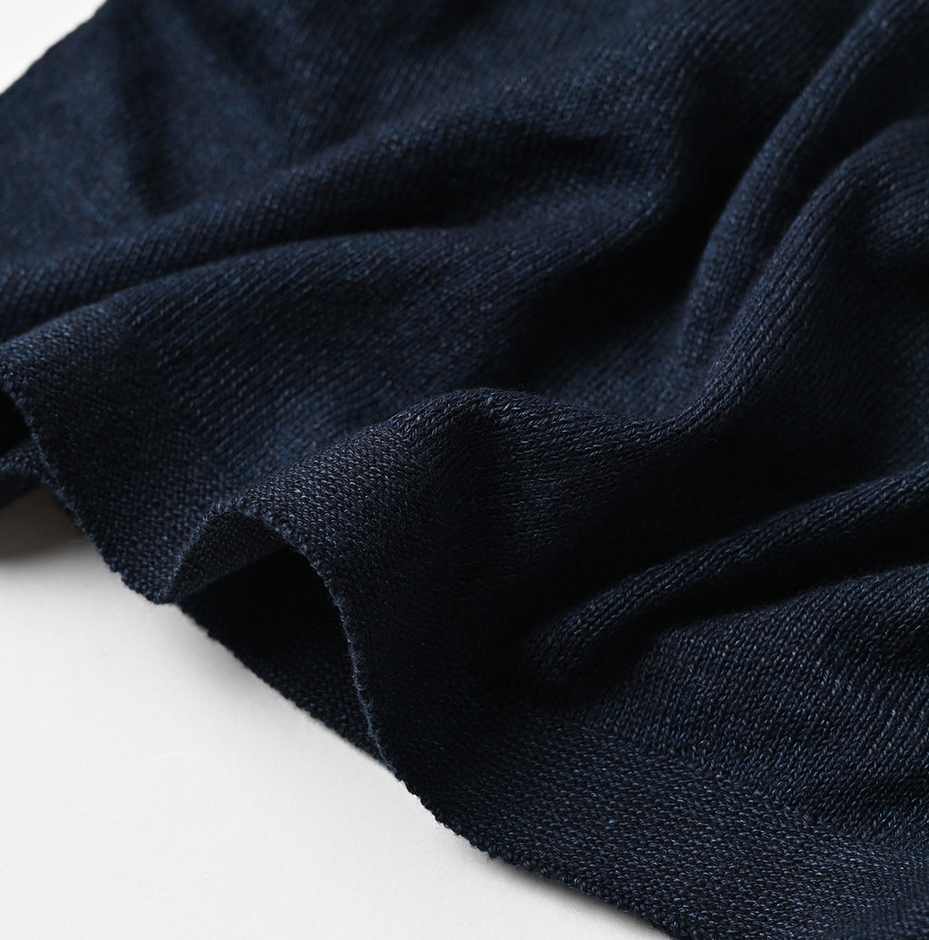 Indigo Whole Super Gauze 908 Turtle Neck Detail