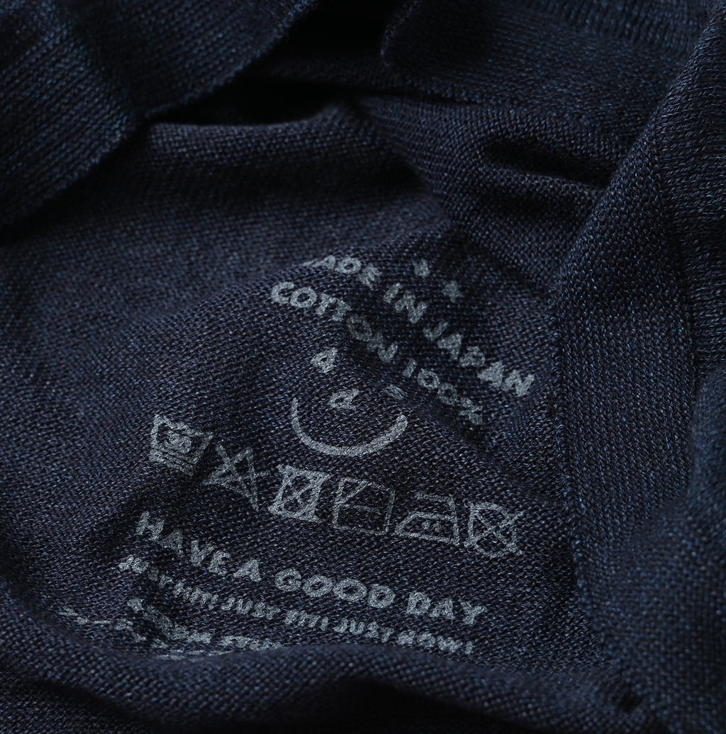 Indigo Whole Super Gauze 908 Turtle Neck Detail