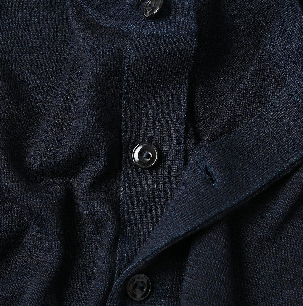 Indigo Whole Super Gauze 908 Henley Detail