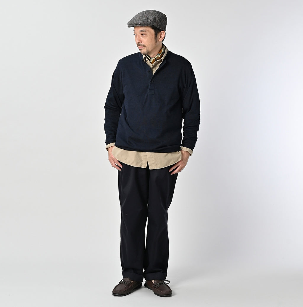 Indigo Whole Super Gauze 908 Henley Male Model