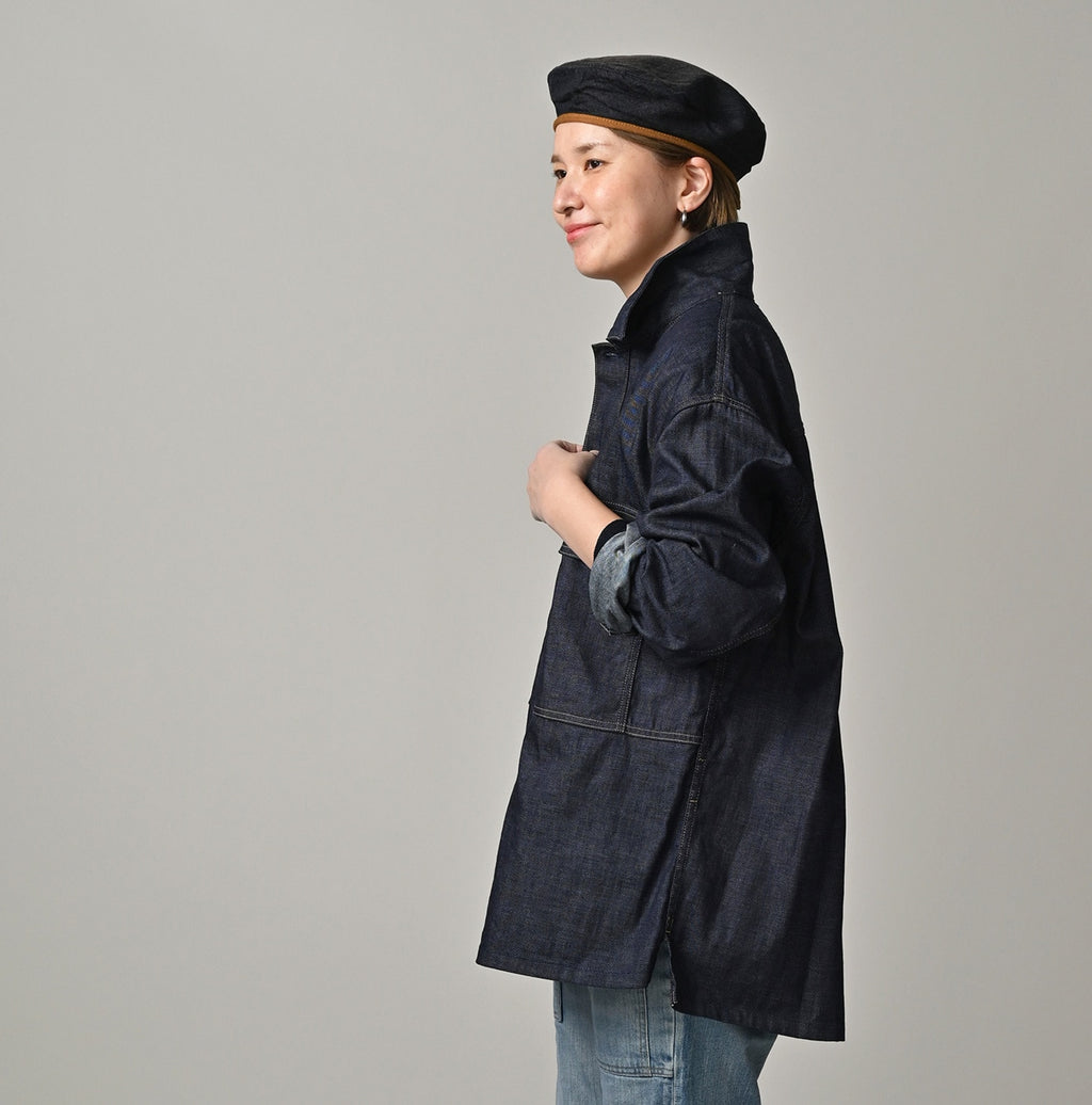 45 Petit Denim Bush Shirt Female Model
