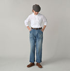 Mugihiko Denim 908 Painter Pants Tan Female Model