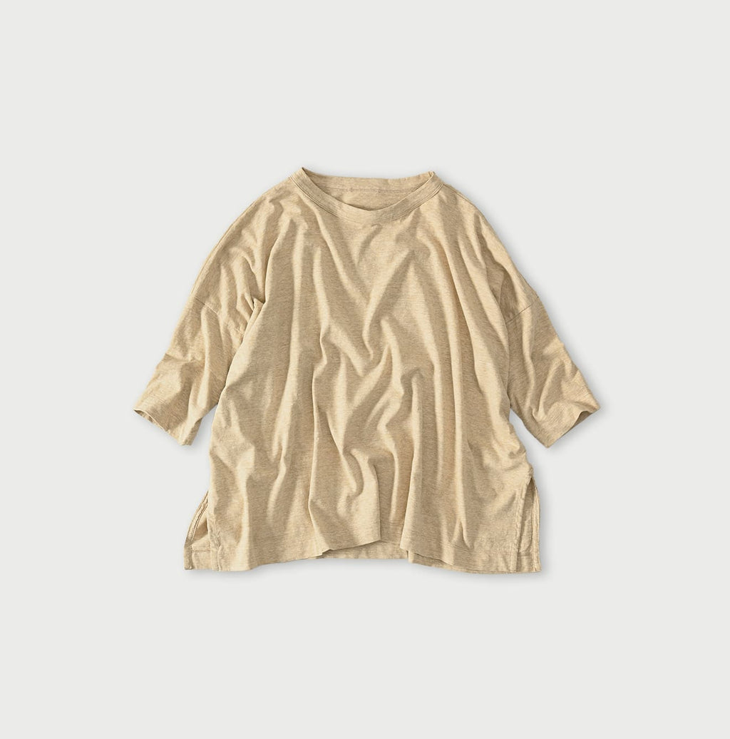 Top Tenjiku Big Slit T-shirt Linen Beige Top