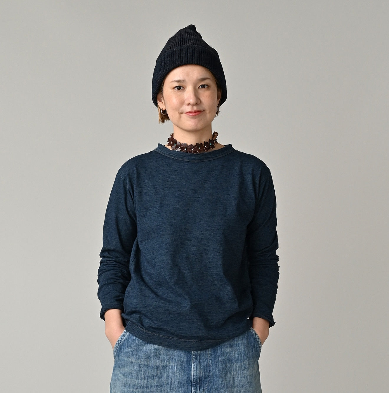 Indigo Tenjiku 908 45 Star Long Sleeve T-shirt Female Model