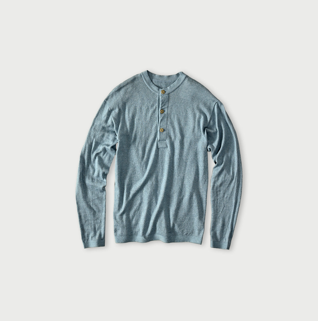 Whole Super Gauze 908 Henley Light Blue Moku