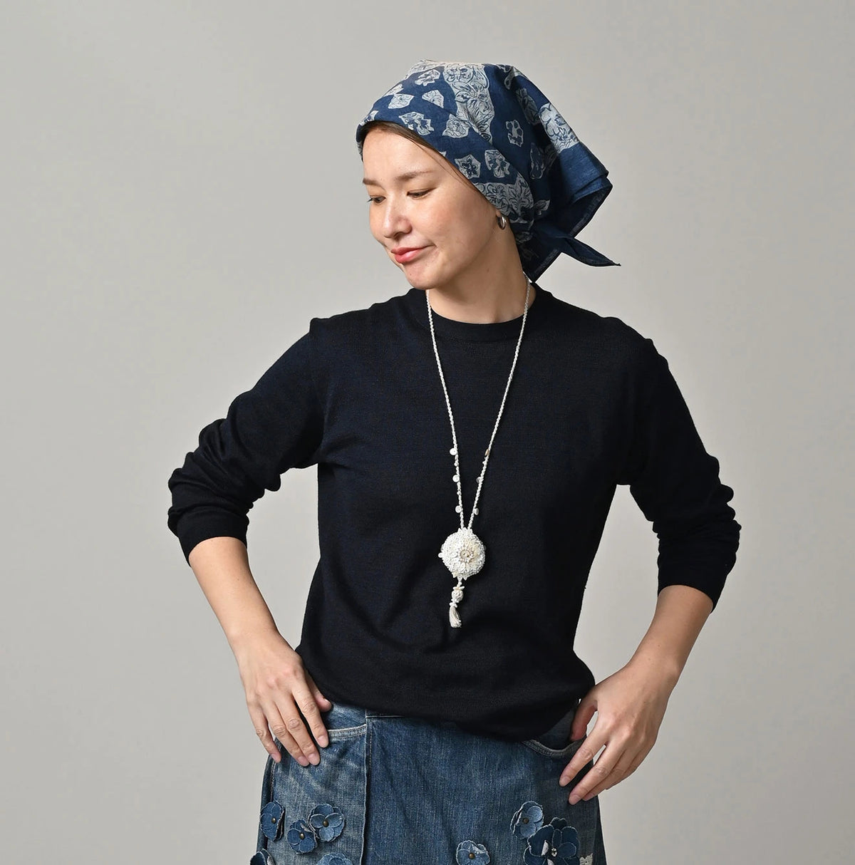 Indigo Whole Super Gauze 908 Crew