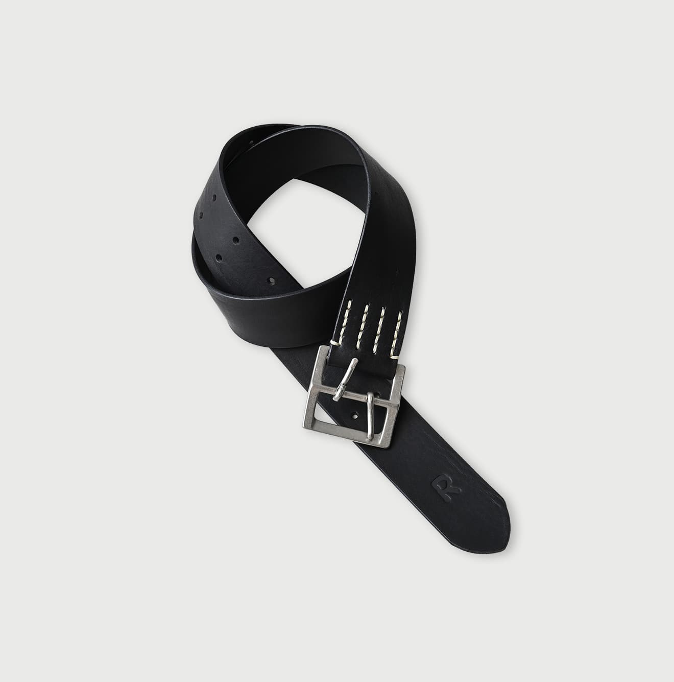 Vintage Leather Belt Wide Black