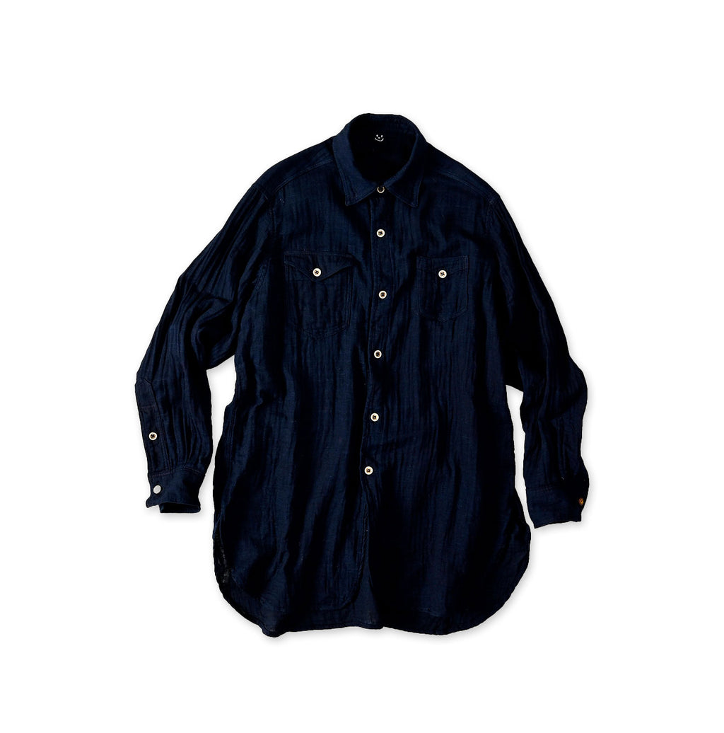 Indigo Gauze Double Woven 908 Gatcha-Pocket Shirt