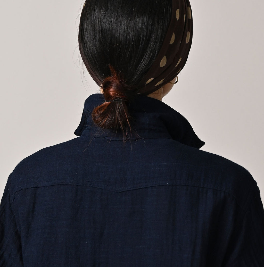 Indigo Gauze Double Woven 908 Gatcha-Pocket Shirt Detail
