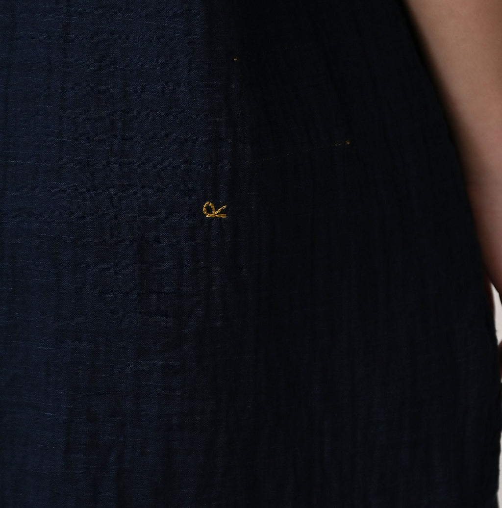 Indigo Gauze Double Woven 908 Gatcha-Pocket Shirt Detail